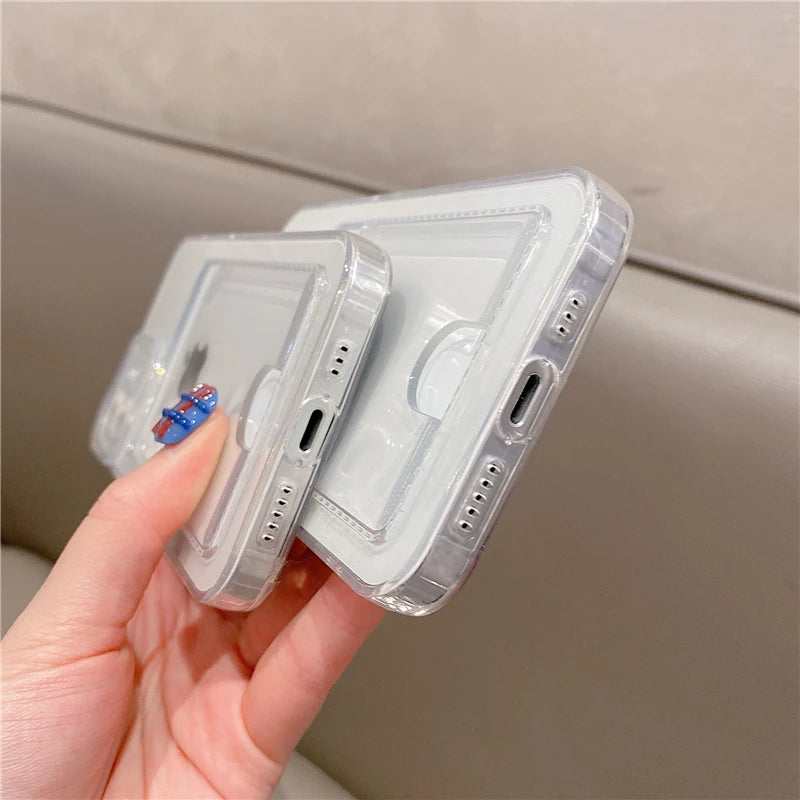 Transparent Card Slot Wallet TPU Soft Case For iPhone 14 1513 11 12 Mini Pro Max XS XR 7 8 Plus SE Shockproof Cool Storage Cover