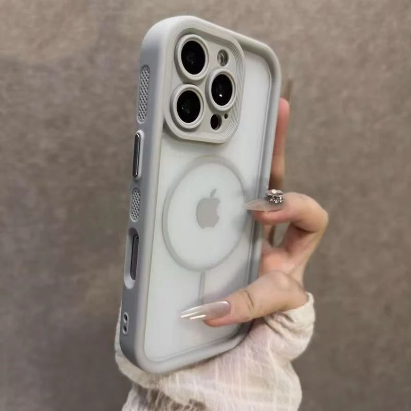 Coque iPhone Transparente Mate Compatible MagSafe – iPhone 17, 16, t, 14, 13, 12, 11 | Pro, Max, Plus, Air"