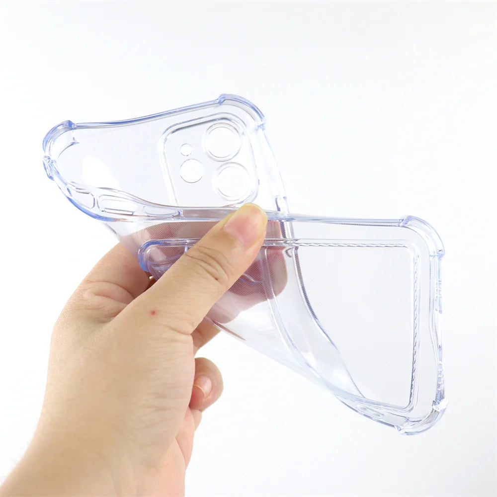 Transparent Card Slot Bag Holder Case For iPhone 15 14 13 12 11 Pro Max Mini X XR XS 7 8 Plus Clear Shockproof Soft Wallet Cover