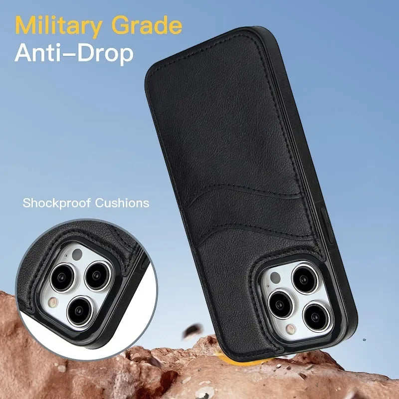 PU Leather Wallet with Card Holder Phone Case for IPhone 13 12 Mini 16 15 14 11 Pro XS Max XR X 8 7 Plus Protective Back Cover