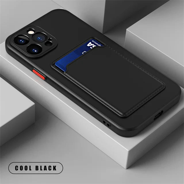 Luxury Soft Silicone Wallet Case Funda For iPhone 17 Air 16 15 14 11 13 12 Pro Max Plus Card Holder Slot Back Cover Protective