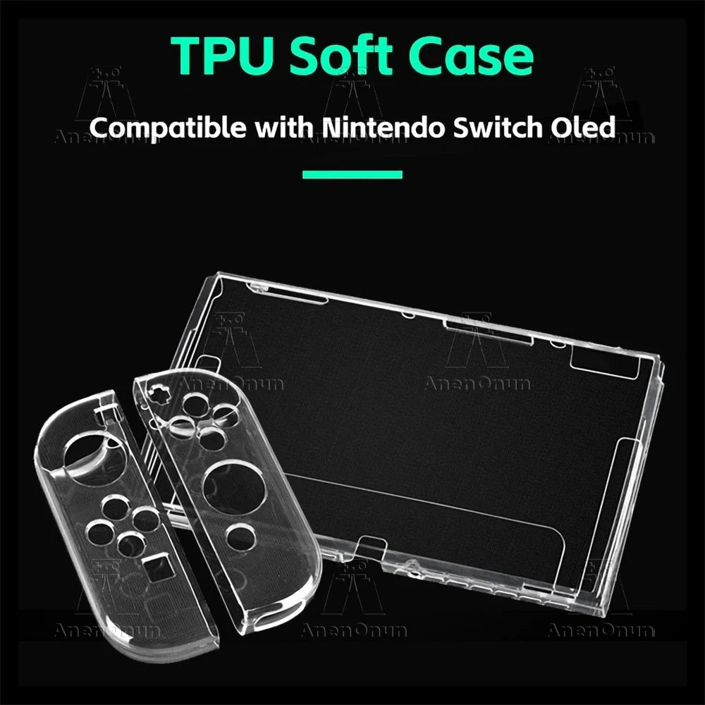 Switch Oled Transparent Protective Case Full Coverage Shockproof Anti-Scratch Non-Slip Premium Durable Detachable TPU Soft Shell