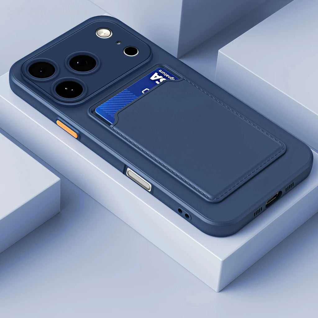 Funda Luxury Soft Silicone Wallet Card Holder Phone Case For iPhone 17 Air 16 e 15 14 Plus 13 12 11 Pro Max Slot Bag Back Cover