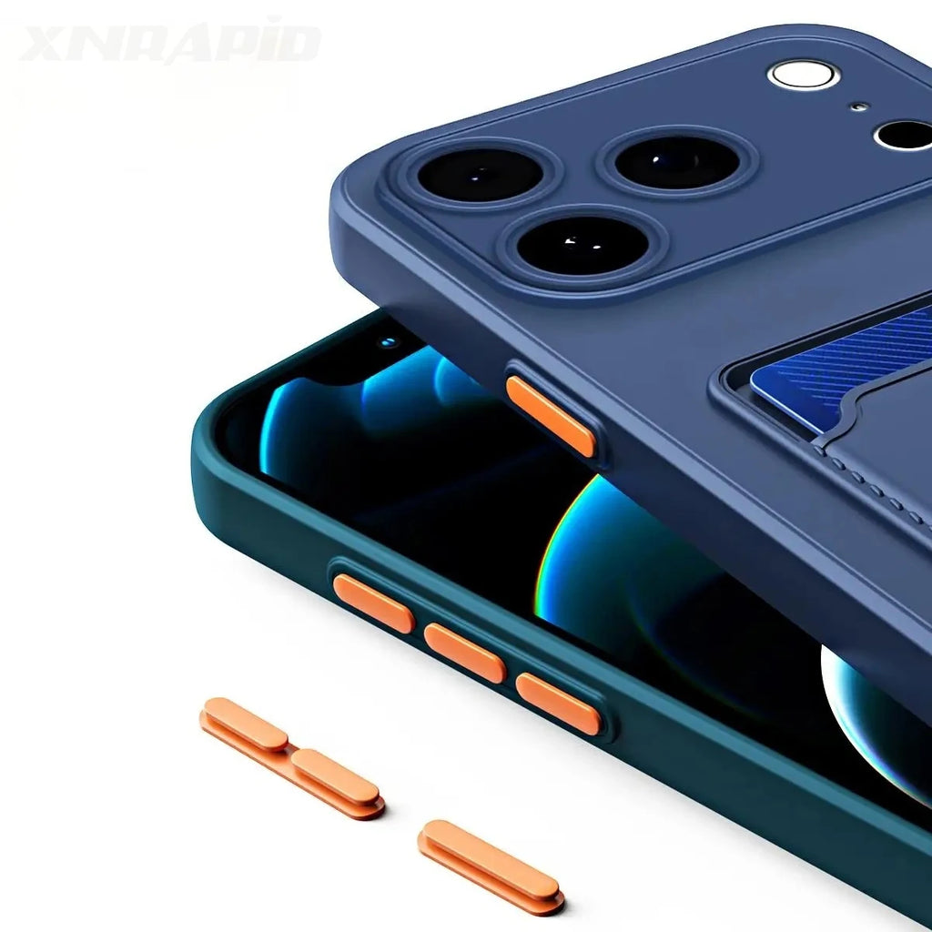 Funda Luxury Soft Silicone Wallet Card Holder Phone Case For iPhone 17 Air 16 e 15 14 Plus 13 12 11 Pro Max Slot Bag Back Cover