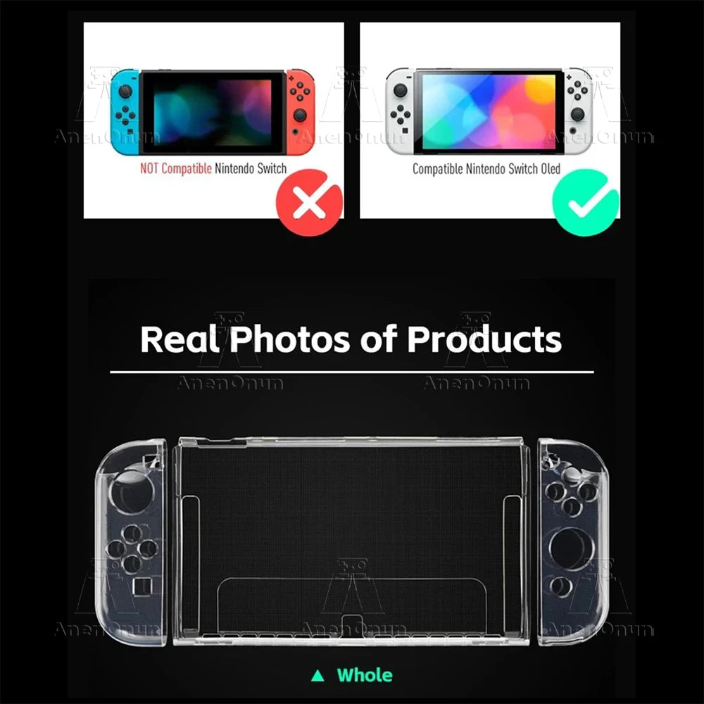 Switch Oled Transparent Protective Case Full Coverage Shockproof Anti-Scratch Non-Slip Premium Durable Detachable TPU Soft Shell