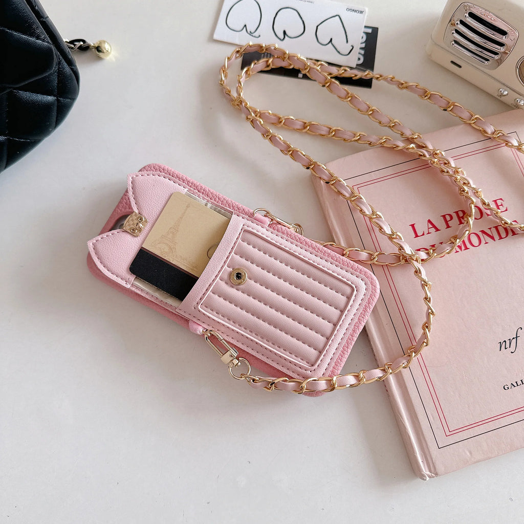 Crossbody Wallet with Card Holder Phone Case for IPhone 16 15 14 11 Pro Max 13 12 Mini XR XS Max PU Leather Prevention Cover